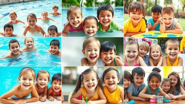 Collage showing best summer camps in The Woodlands with swimming and arts.