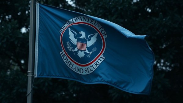 Homeland Security flag waving, representing Texas man incident involving federal agent.