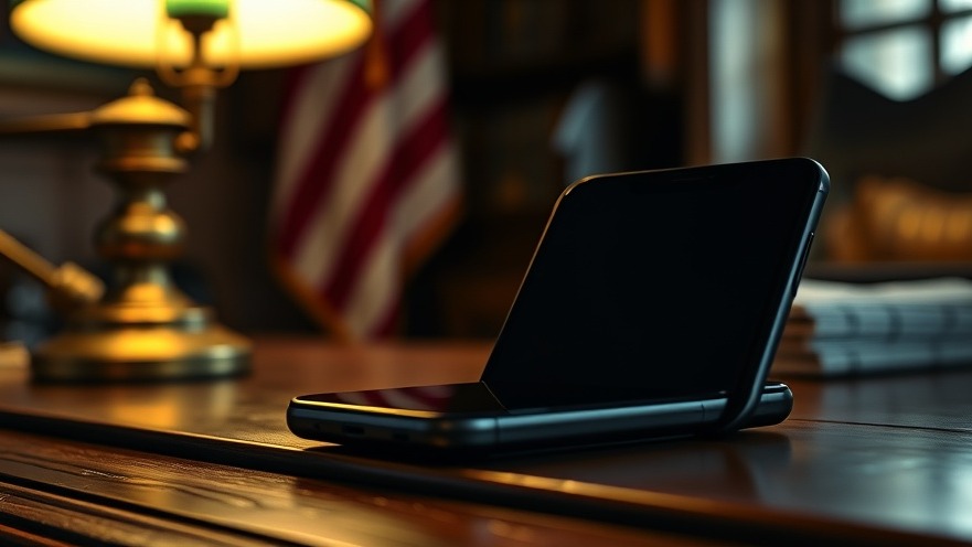 Sleek smartphone on wooden desk, highlighting AI policies in consumer tech trends.