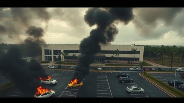 Puerto Vallarta unrest with black smoke rising, parking lot fires, aftermath.