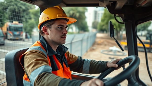 San Antonio construction site with worker and machinery.