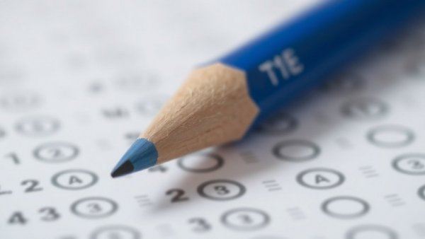 Multiple-choice test paper with pencil & eraser for friendship performance review.