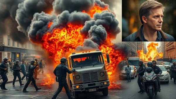 El Mencho death cartel news collage with fire, police, and portrait.