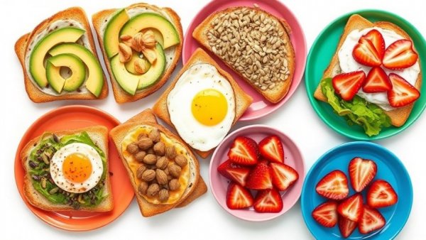 Assortment of nutritious toasts highlighting soluble vs. insoluble fiber benefits.
