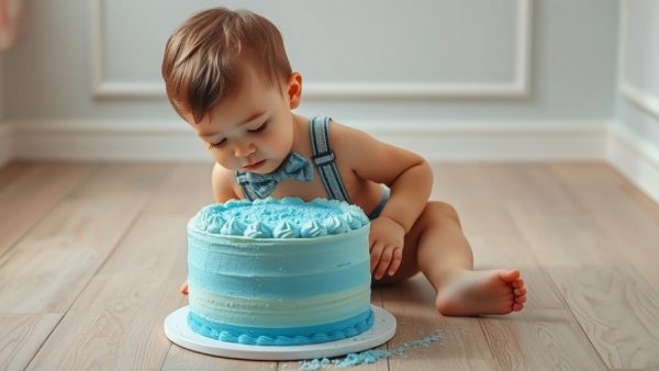 Adorable child with cake, exploring health and wellness themes.