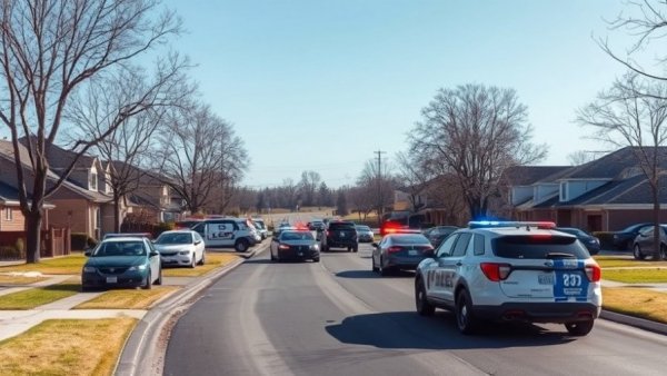 Police vehicles in residential area after I-675 chase.