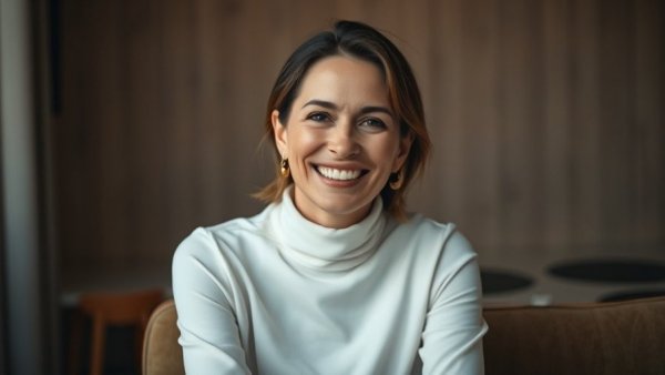 Neve Campbell smiling in an interview, Scream franchise star.