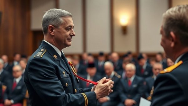 Formal ceremony with officers, highlighting Coast Guard heroism.