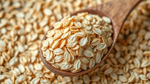 Raw oats on a spoon, showing detailed texture for two-day oatmeal diet.