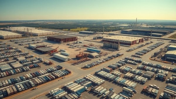 Dallas economic development aerial view of industrial complex and landscape.