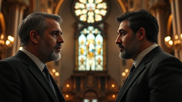 Two men in dialogue discussing mental health and spiritual battle.