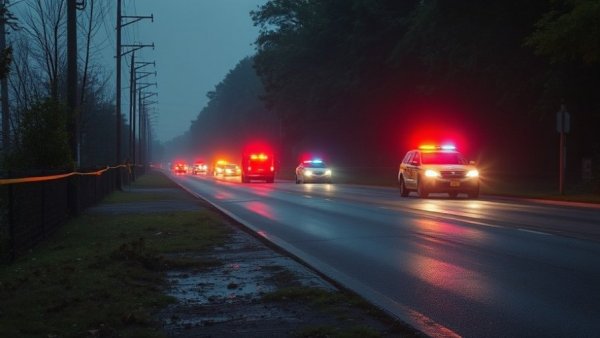 Houston news scene with police and crash evidence.