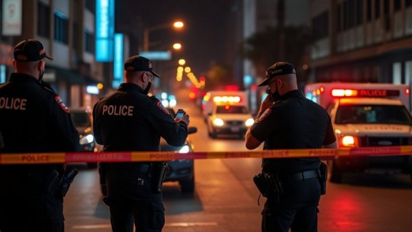 Houston police investigate night scene after reported shooting.