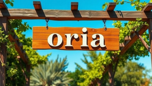 Oria Mediterranean restaurant sign in Austin hanging outdoors.