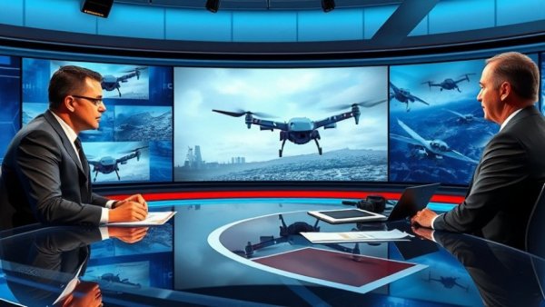 News broadcast on military strategy including US one-way attack drones.