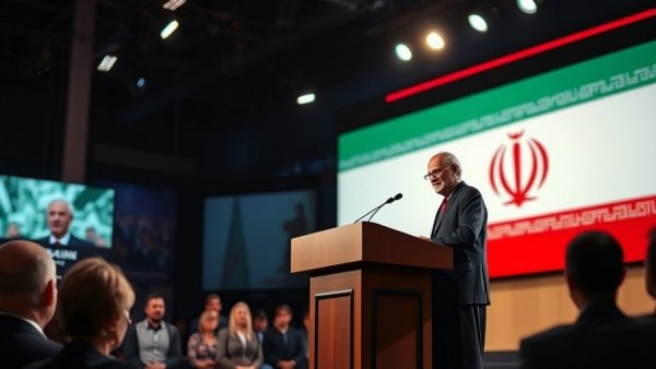 Trump news coverage on Fox News with speaker and Iranian flag.