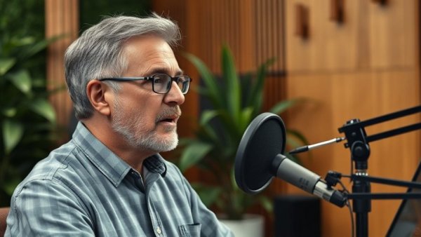 Middle-aged man discussing autoimmune disease vs autoimmune reaction, indoor studio setting.