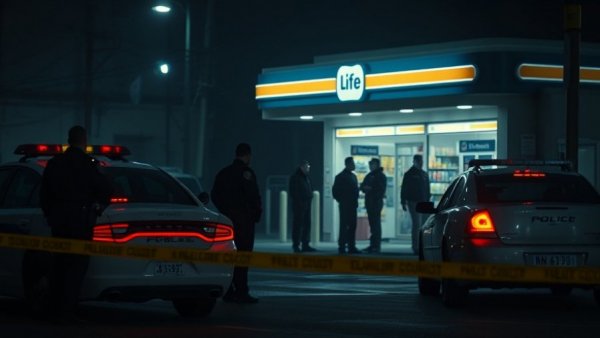 Houston news shooting scene with police at night.