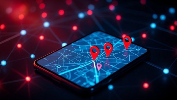 Phone’s secret map showing tracking data with location markers.