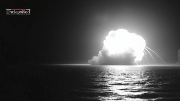 US military strikes Iranian assets, explosive scene captured in black and white.