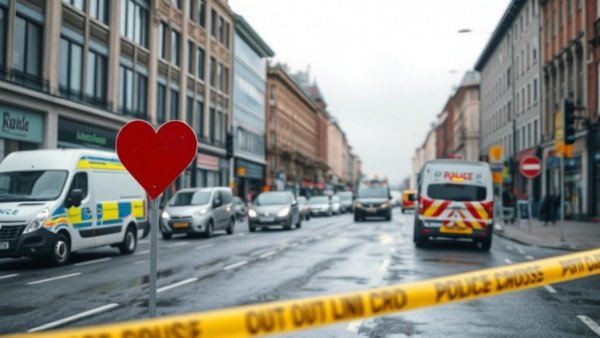 Scene of Austin shooting investigations with police tape, street view.
