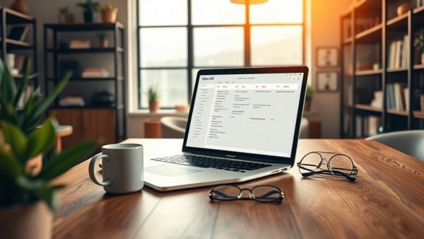 Modern workspace with laptop showing itinerary planner, impact of social media on financial markets