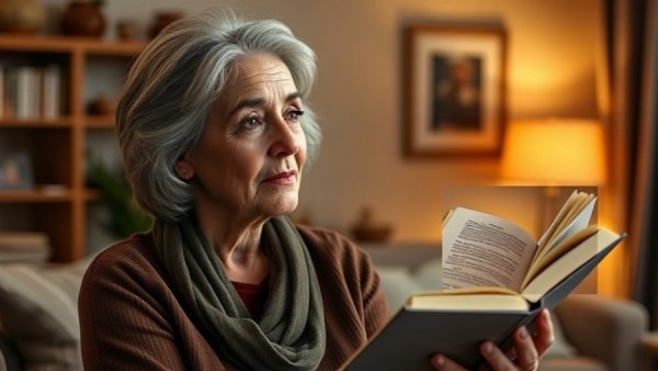 A woman discussing her book in a cozy setting, inset with her holding the book. Joan Lunden career and advocacy.