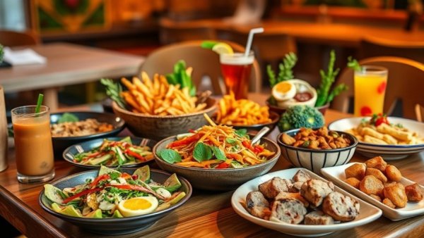 Healthy dining spread in Bouldin Creek with vibrant dishes.