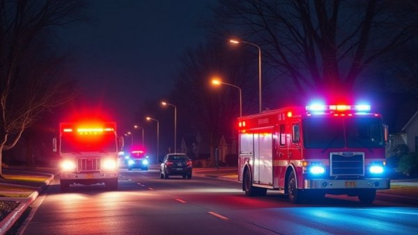 Houston news shooting: emergency vehicles with flashing lights on a street.