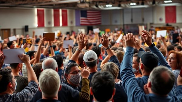 Texas Democratic primary election results rally with a vibrant crowd.