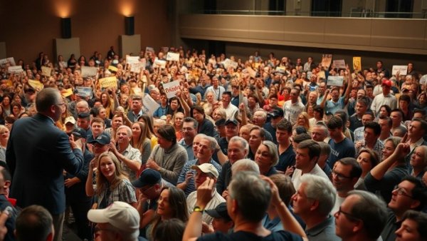 Texas breaking news: Campaign rally with diverse crowd and speaker.