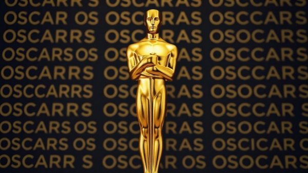 Iconic golden Oscar statue with 'OSCARS' background, 2026 Oscars predictions.
