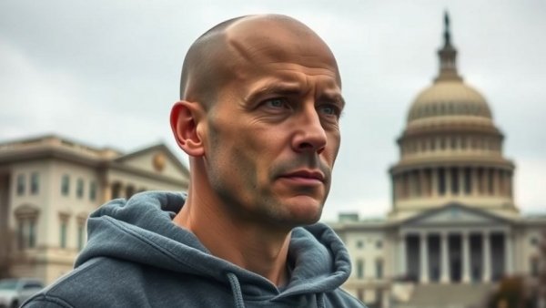 John Fetterman chooses constituents over party, featuring a thoughtful man near Capitol.