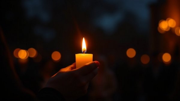 Candle held during vigil for Austin news shooting.