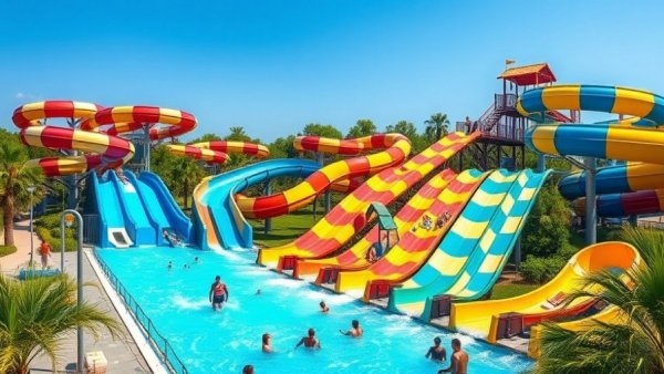 Colorful water slides at Schlitterbahn Waterpark Galveston.
