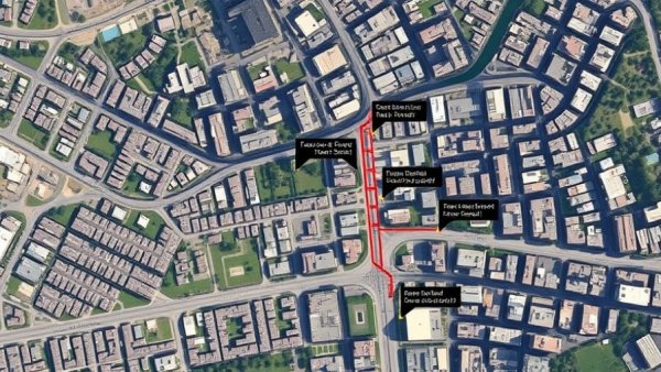 Austin officer involved shooting map with suspect's path and actions.