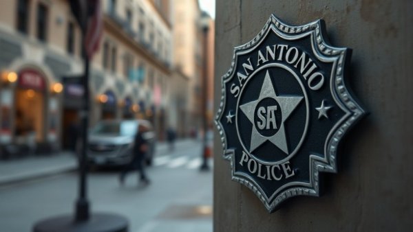 San Antonio Police Department badge, related to San Antonio anti-gang funding.