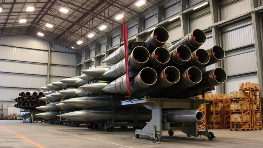 Serious man against smoke-filled battlefield background; ramp up weapons production.