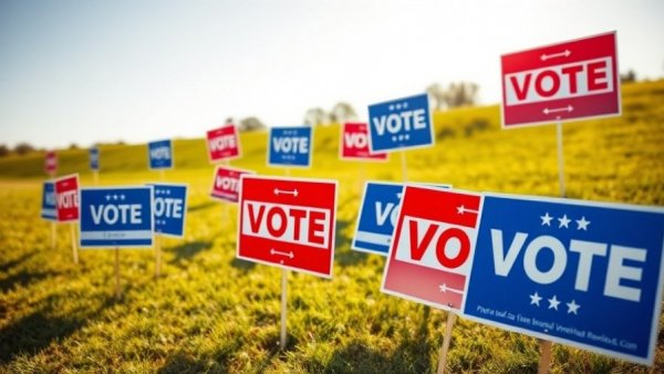 Texas elections 2025 signage in grassy area indicating voting location.