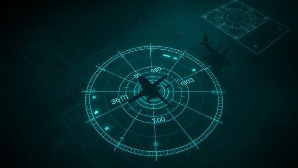 Grainy footage showing a US strike on Iranian targets with digital overlays.