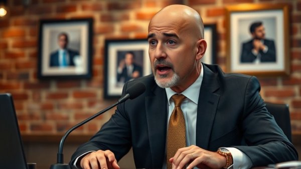 News in the US: Man speaking on a news channel.