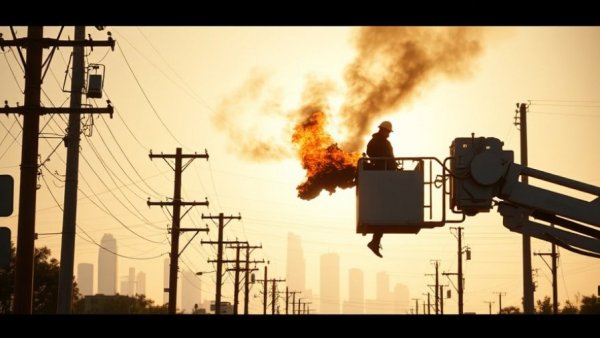 Utility worker fire incident in Baton Rouge news graphic.