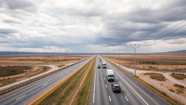 Highway 146 near Shoreacres with light traffic and cloudy sky.