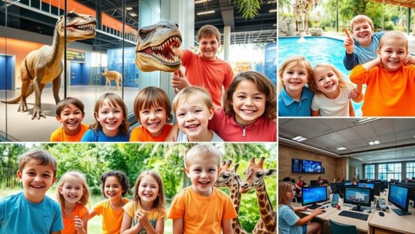 Best summer camps in Houston collage showcasing children at fun activities.