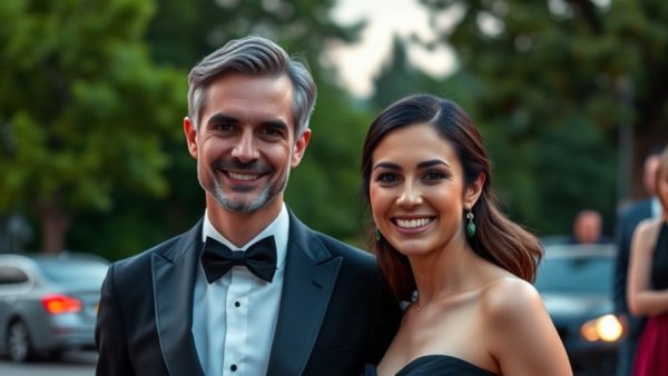 Elegant couple in formal attire at an evening event, JFK Jr. tourism frenzy