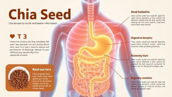 Illustration of chia seeds' digestive benefits and health.