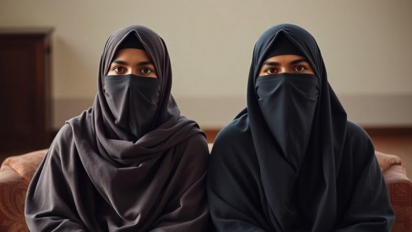 Traditional Afghan burqas representing journalism in Afghanistan, calm setting.