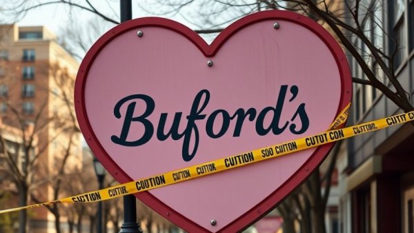 Buford's heart sign with yellow tape in Austin news shooting context.