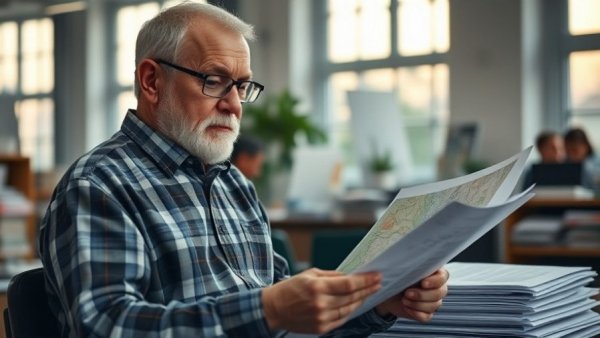 Older man studies maps amid Corpus Christi water crisis concerns.