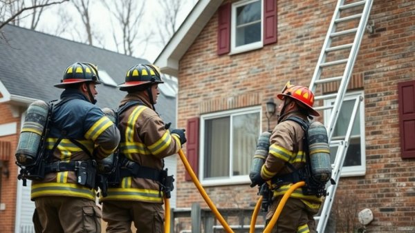 Firefighters manage house fire scene in Austin.